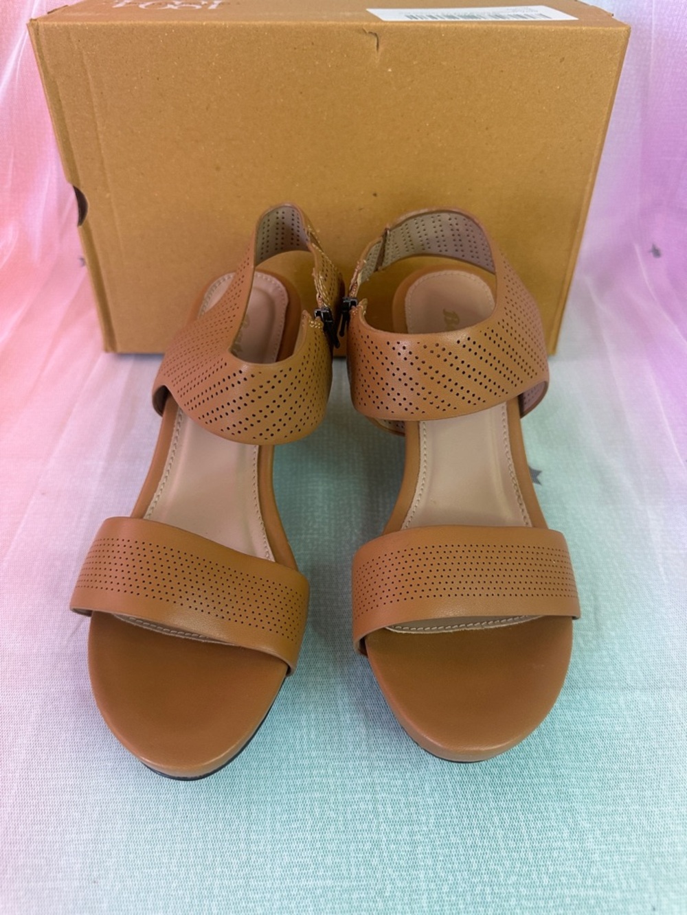 Bata Women's Tan Perforated Slingback Sandals - Classic Comfort